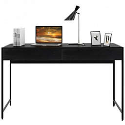 Costway 2-Drawer Computer Desk Study Table Home Office Writing Workstation-Black