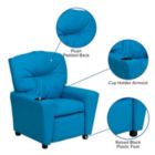 Alternate image 2 for Flash Furniture Chandler Contemporary Turquoise Vinyl Kids Recliner with Cup Holder