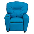 Alternate image 3 for Flash Furniture Chandler Contemporary Turquoise Vinyl Kids Recliner with Cup Holder