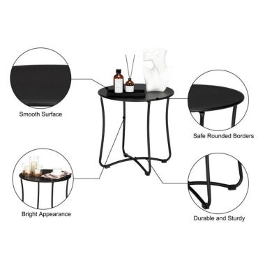 SalonMore Metal Portable Accent Side Table in Black. View a larger version of this product image.