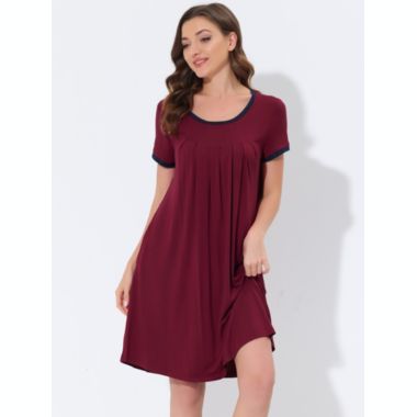 cheibear Women's Soft Sleepwear Lounge Dress Strtechy with Pockets Soft Nightshirt Pajama Nightgown, Large Red. View a larger version of this product image.