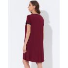 Alternate image 3 for cheibear Women's Soft Sleepwear Lounge Dress Strtechy with Pockets Soft Nightshirt Pajama Nightgown, Large Red