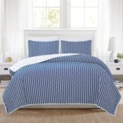 Market & Place  Nora Striped 3-Piece Reversible Full/Queen Quilt Set in Navy