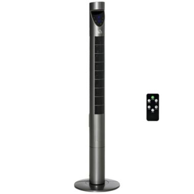 HOMCOM 46" Tower Fan Cooling with Air Filter, Oscillating, 3 Speed, 12h Timer, Remote Controller, for Bedroom, Black. View a larger version of this product image.