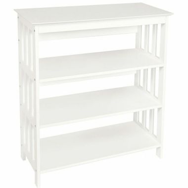 Legacy Decor 3 Tier Wooden Bookshelf Bookcase Shelves White Finish 36" High. View a larger version of this product image.