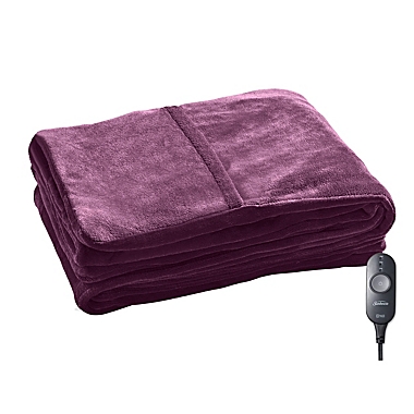 Sunbeam Microplush Heated Throw with Foot Pocket in Winter Bloom. View a larger version of this product image.