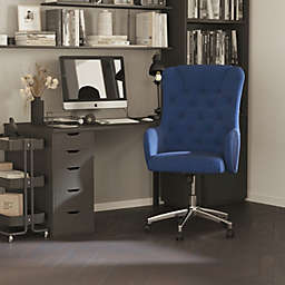 Merrick Lane Bertram Ergonomic High-Back Home Office Chair with Blue Button Tufted Fabric Upholstery