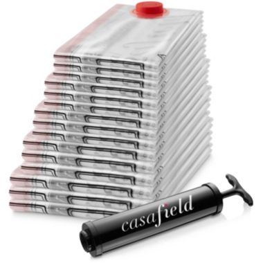 Casafield Vacuum Storage Bags with Travel Hand Pump, Space Saving Compression Bags for Blankets, Clothes, Blankets, Comforters. View a larger version of this product image.