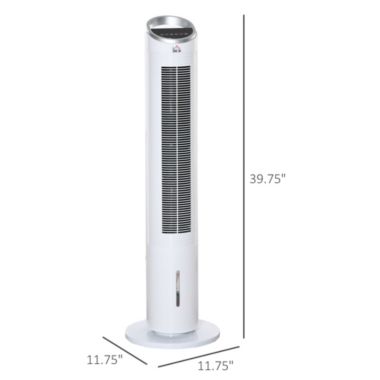 Halifax North America 40" Portable Oscillating Air Cooler Fan, 3-In-1 Standing Fan Cooler with Humidifier, 3 Modes, 8H Timer, Remote, LED Display, White. View a larger version of this product image.