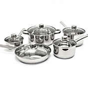 Starfrit - 10 Piece Cookware Set, Tempered Glass Lid, Stainless Steel