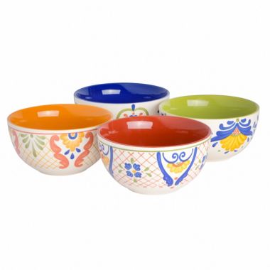 Laurie Gates Tierra 4 Piece 6 Inch Stoneware Cereal Bowl Set in Assorted Designs. View a larger version of this product image.