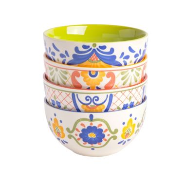 Laurie Gates Tierra 4 Piece 6 Inch Stoneware Cereal Bowl Set in Assorted Designs. View a larger version of this product image.