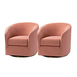 KARAT HOME Amarante Swivel Chair Set of 2 in PINK