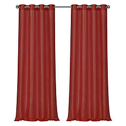 Kate Aurora Home Living 2 Piece Lightweight Basic Sheer Grommet Top Curtain Panels - 54 in. W x 84 in. L, Red