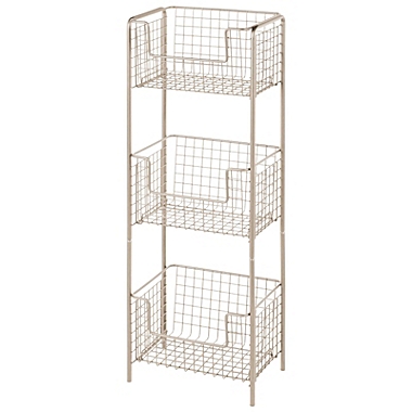 mDesign Vertical Standing Bathroom Shelving Unit Tower with 3 Baskets. View a larger version of this product image.