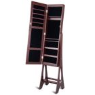 Alternate image 0 for Slickblue LED Jewelry Cabinet Armoire Organizer with Bevel Edge Mirror-Brown