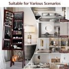 Alternate image 3 for Slickblue LED Jewelry Cabinet Armoire Organizer with Bevel Edge Mirror-Brown