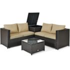 Alternate image 0 for Slickblue 4 Pcs Outdoor Patio Rattan Furniture Set with Cushioned Loveseat and Storage Box-Brown