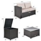 Alternate image 2 for Slickblue 4 Pcs Outdoor Patio Rattan Furniture Set with Cushioned Loveseat and Storage Box-Brown