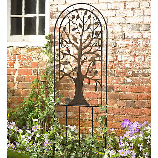 Hearth Metal Arched Garden Trellis, Metal Arched Stand Alone Garden Gate With Tree Of Life Design