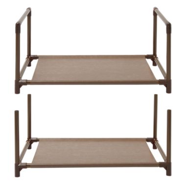 Juvale 2 Pack Brown 4-Tier Narrow Shoe Rack for Entryway, Metal Free Standing Shelf Organizer for Closet (17 x 11 x 30 In). View a larger version of this product image.