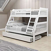 Donco Kids  Twin/Full Mission Bunk Bed W/Twin Trundle Bed In White Finish