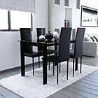 Alternate image 3 for Tansole 5-Piece Rectangle Glass Top Black Metal Frame Rhombic Leather Dinning Chair and Table Set
