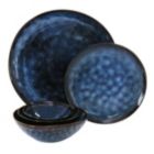 Alternate image 1 for Elama Lucca 20 Piece Round Stoneware Triple Bowl Dinnerware Set in Reactive Glaze Blue