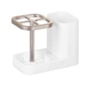 mDesign Bathroom Toothpaste/Toothbrush Holder Stand with Cup