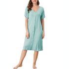 Alternate image 0 for cheibear Womens Short Sleeve Nightshirt Button Down Nightgown Sleepwear Pajama Dress Light Green Medium