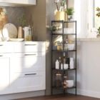 Alternate image 3 for SONGMICS Bathroom Shelf, Storage Rack for Small Space, Total Load Capacity 220 lb, 11.8 x 11.8 x 48.6 Inches, with 5 PP Sheets, Removable Hooks, Adjustable Height, Extendable Design, Black