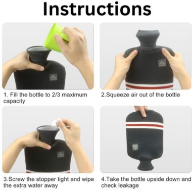 EBF Home Hot Water Pack,  Hot Water Bottle Bag for Hot and Cold Compress, Hand Feet Warmer, Ideal for Menstrual Cramps, Neck and Shoulder Pain Relief. View a larger version of this product image.