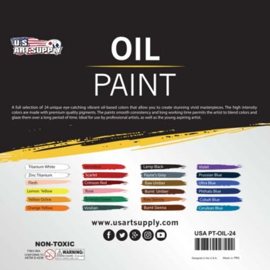 U.S. Art Supply Professional 24 Color Set of Art Oil Paint in 12ml Tubes - Rich Vivid Colors for Artists, Students, Beginners - Canvas Portrait Paintings. View a larger version of this product image.