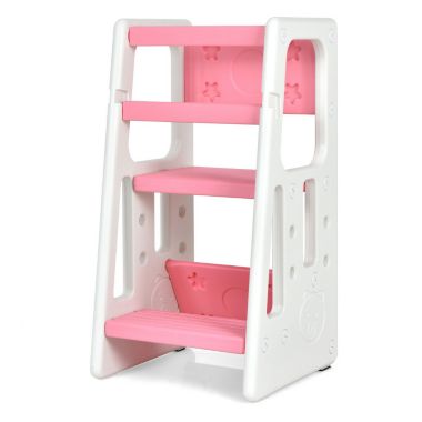 Slickblue Kids Kitchen Step Stool with Double Safety Rails -Pink. View a larger version of this product image.
