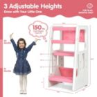Alternate image 3 for Slickblue Kids Kitchen Step Stool with Double Safety Rails -Pink