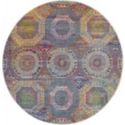Nourison Global Vintage 4' x ROUND (4' Round) Multicolor Area Rug Bohemian Vintage Tiled by Nourison