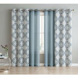GoodGram 4 Pack  GoodGram Home Geometric & Solid Grommet Curtains - 38 in. W x 96 in. L, Aqua