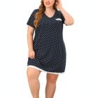 Alternate image 0 for Agnes Orinda Women's Plus Size Nightgown Polka Dots Dress Short Sleeve Sleepwear Pajamas Nightgowns, Leisure Polyester Round Neck Babydoll Sleepwear Cami Dress, 1X Dark Blue