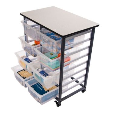Luxor Furniture Mobile Bin Storage Unit - Double Row with Large Clear Bins. View a larger version of this product image.