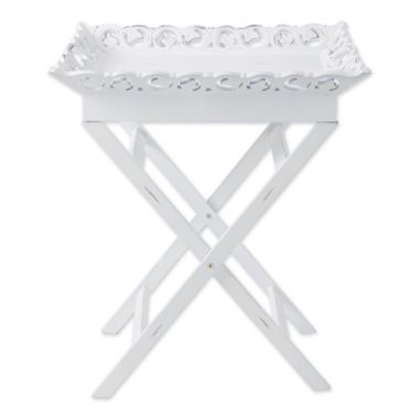 Zingz & Thingz 26.5" White Contemporary Tray Stand with Drawers. View a larger version of this product image.