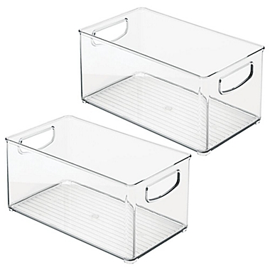 mDesign Plastic Kitchen Pantry Cabinet Food Storage with Handles, 2 Pack - Clear. View a larger version of this product image.