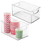 Alternate image 1 for mDesign Plastic Kitchen Pantry Cabinet Food Storage with Handles, 2 Pack - Clear