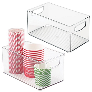 mDesign Plastic Kitchen Pantry Cabinet Food Storage with Handles, 2 Pack - Clear. View a larger version of this product image.
