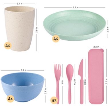 Infinity Merch 28 Piece Wheat Straw Dinnerware Set for 4. View a larger version of this product image.