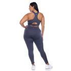 Alternate image 2 for White Mark Women's Plus Size Racer Back Sports Bra & Mesh Leggings Set