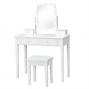 Costway Vanity Table Set with Lighted Mirror for Bedroom and Dressing Room-White