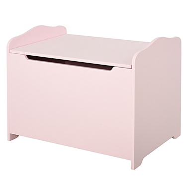 Qaba Kids Toy Chest Wooden Toy Storage Box Organizer Chest with Magnetic Hinge, Large Chest Space, & Groove Handle, Pink. View a larger version of this product image.