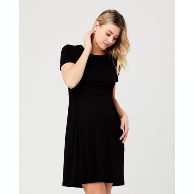 Ripe Maternity Rib Crop Top Nursing Dress Black. View a larger version of this product image.