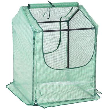 Sunnydaze Mini Greenhouse with 2 Zippered Side Doors - 2' x 2' - Green. View a larger version of this product image.