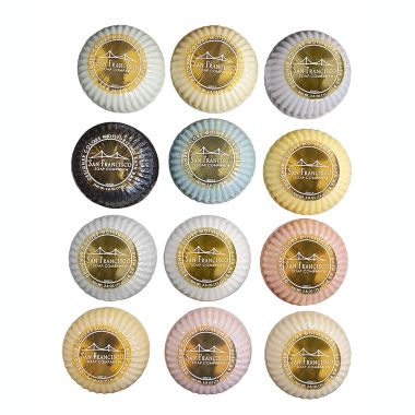 San Francisco Soap Company Set of 6 Round Soap Bars Travel Soap Gift Set Guest Toiletries 2.8oz per Bar (White). View a larger version of this product image.